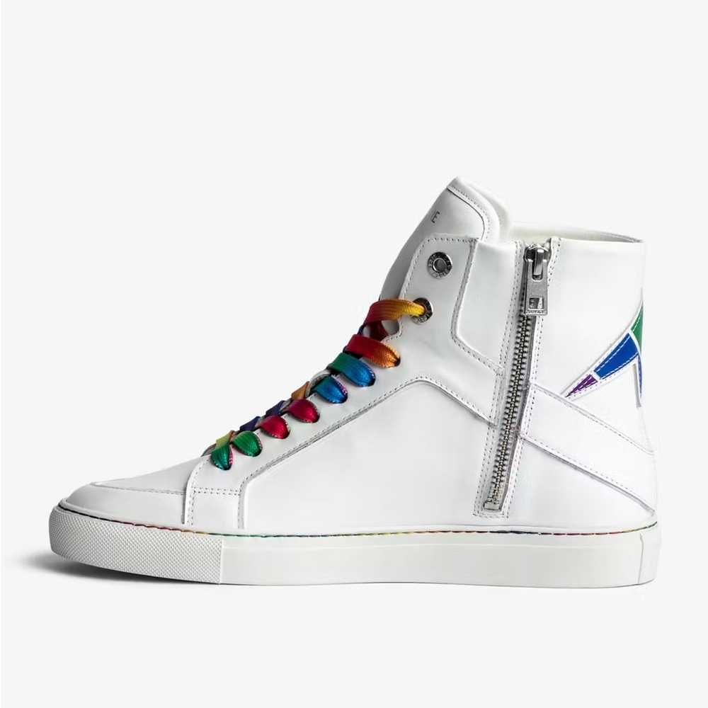 ❤️ Zadig & Voltaire High Flash Pride Sneakers with Colorful Accents - Picture 3 of 14